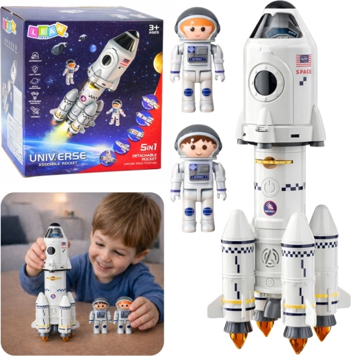 Образователна ракета 5 в 1 с астронавти, светлини, звуци и проектор