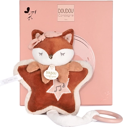 Подаръчен комплект Doudou: плюшена лисичка Mina с музикален механизъм 16 см