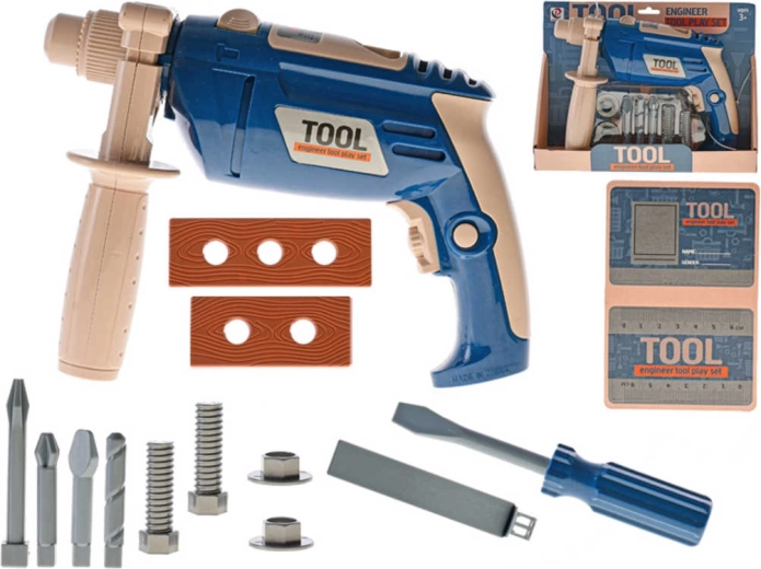 Children’s drill with side handle – set with bits and screwdriver