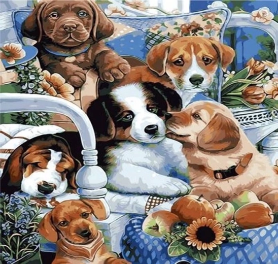 Norimpex Paint by Numbers Puppies 40 × 50 cm