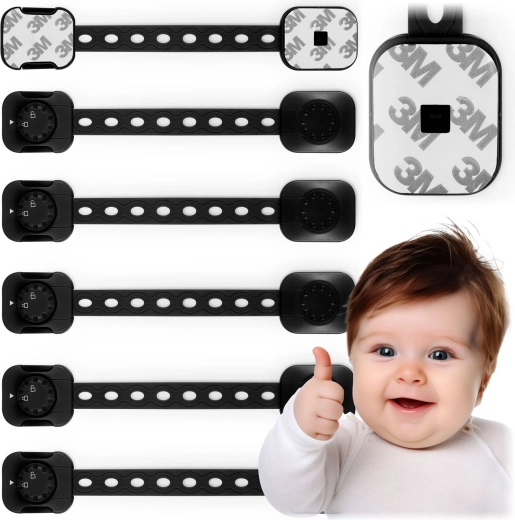 Детски предпазни заключалки за шкафове RICOKIDS, 6 бр., черни