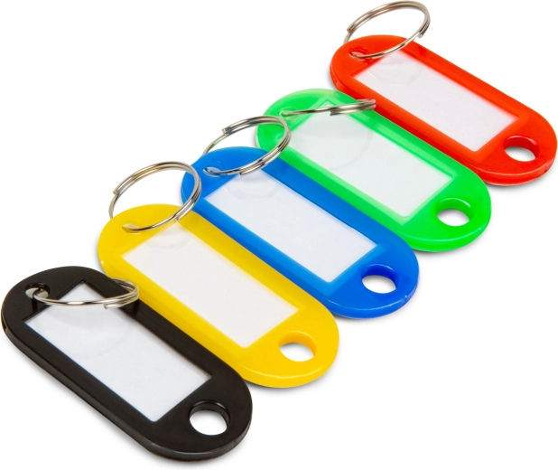 Plastic Key Tags, 5 Colors, 50 Pieces