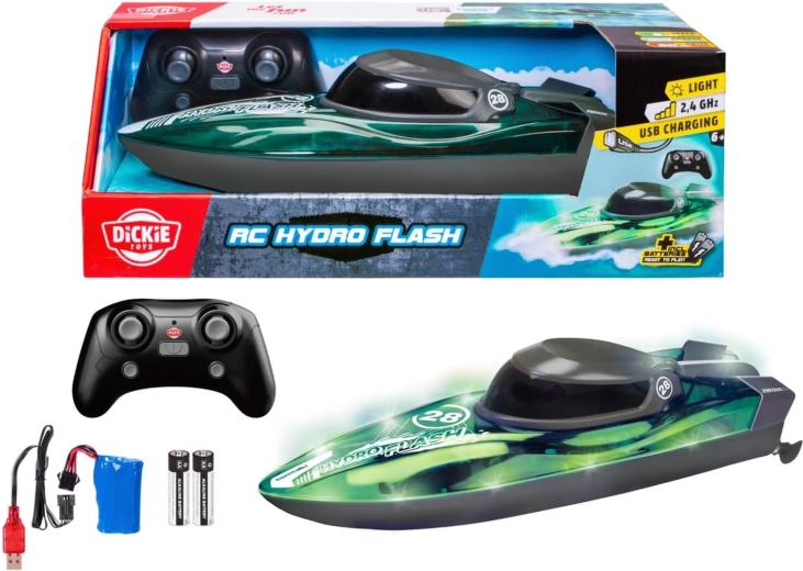 RC лодка с подсветка Dickie Toys Hydro Flash 29 см