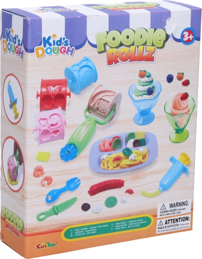 Food-themed modeling clay with roller - 4 pieces