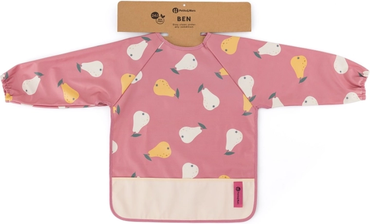 Petite&Mars long-sleeve bib Ben pink pears