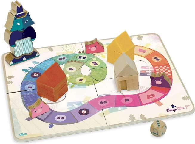 Vilac game Three Little Pigs – cooperative wooden board game for children