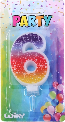 Парти свещ цифра 6 Звезди