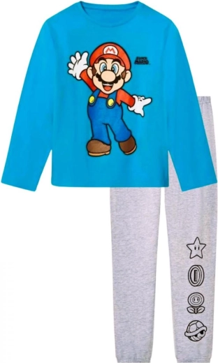 Детска пижама Super Mario в тюркоазено-сив цвят
