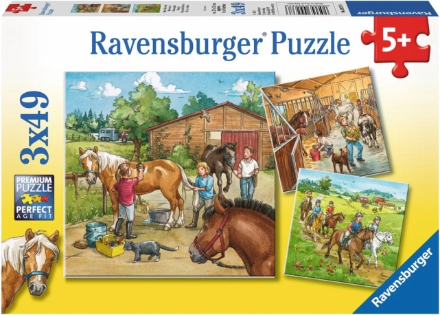 Ravensburger пъзел Ден при конете 3x49 части