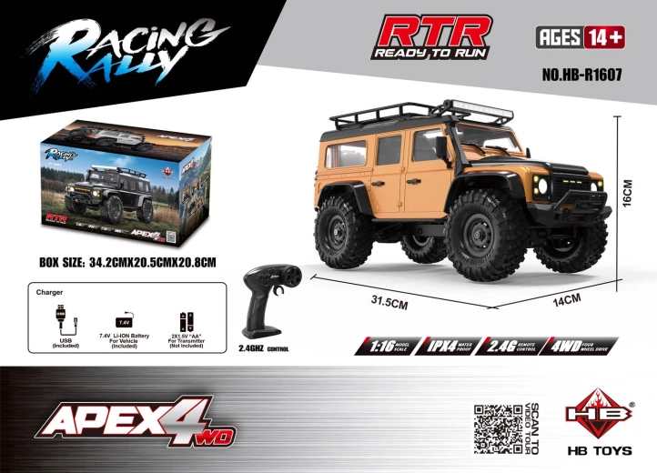 APEX 4 RTR Off-Road RC Car 1:16 Orange