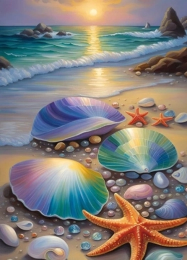 NORIMPEX Paint by Numbers Colorful Seashells on the Beach 40 × 50 cm