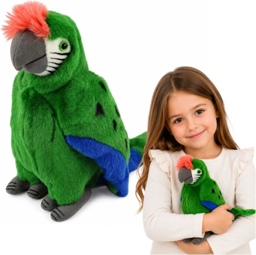 Plush macaw parrot – green 24 cm