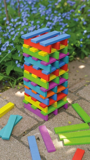 Colorful wooden building planks in rainbow colors (200 pcs)
