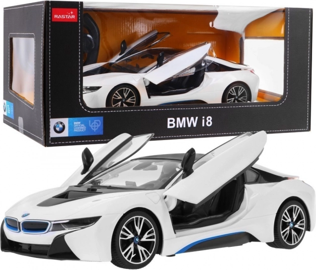 Дистанционно управляван модел BMW i8 1:14 бял от RASTAR, 2,4 GHz