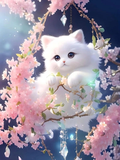 NORIMPEX Paint by Numbers White Cat on a Branch 40 × 50 cm