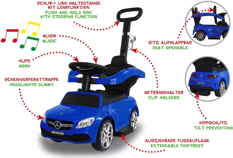 Jamara ride-on and push car Mercedes‑AMG C63 3-in-1 blue