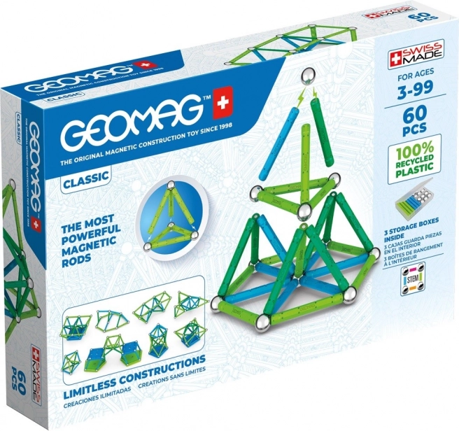 Класически магнитни кубчета Geomag Recycled, 60 части