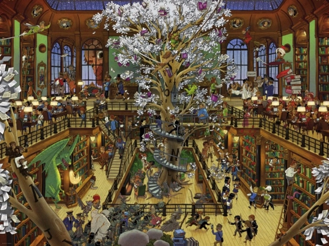 Puzzle 1500 pieces – Library, Oesterle + poster