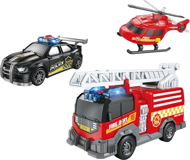 PLEJO Fire Vehicles with Sound - 3 pcs