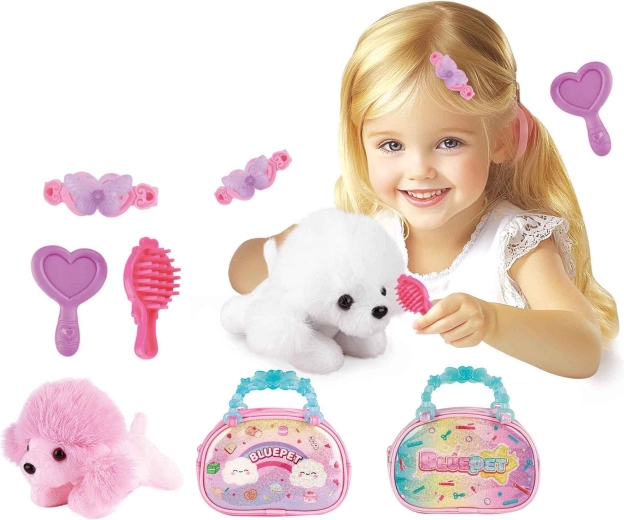 Plush Puppy in a Handbag with Accessories - 1 Piece