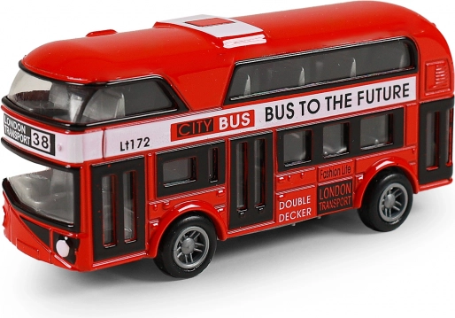 Metal London double-decker bus with pull-back, 9.5 cm