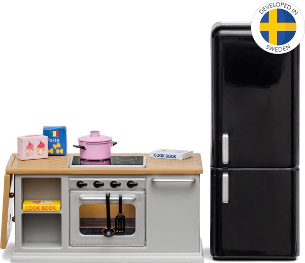 Кухненски комплект мебели за къща за кукли Lundby с хладилник