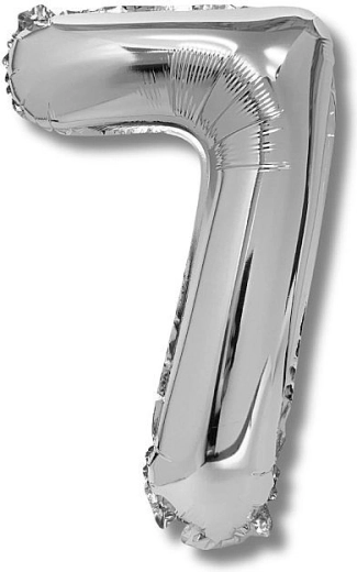 Foil Balloon Number 7, Silver, 40 cm