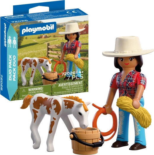 Playmobil Duo Pack каубойка с конче Appaloosa и аксесоари