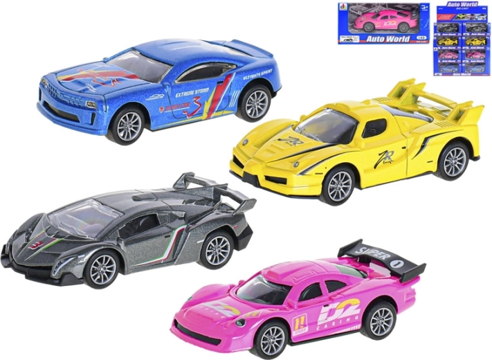 Metal sports toy car 1:43 with pull-back, 10 cm
