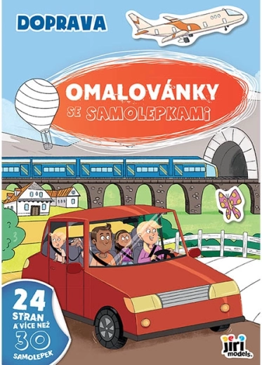 A4 Coloring Book with Transportation Stickers
