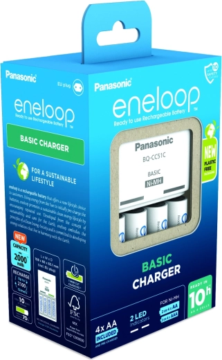 Panasonic Eneloop EKO зарядно BQ-CC51 + AAA акумулаторни батерии (4 бр.)