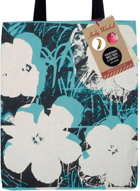 Canvas tote bag with Andy Warhol flowers