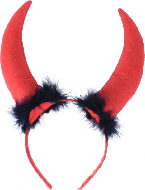 дяволски рога макси с пера на сатенена диадема