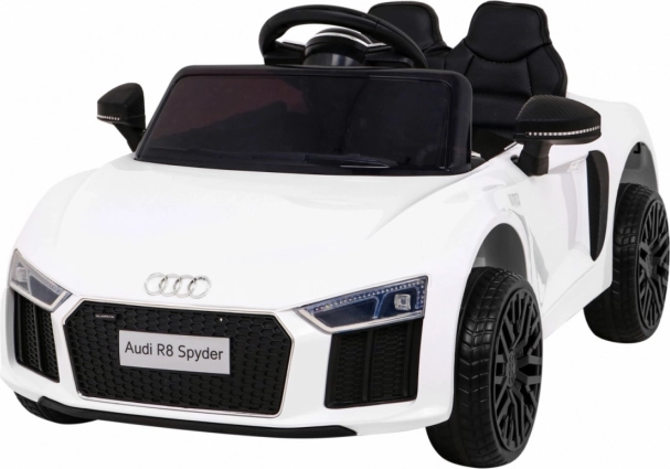 Детско електрическо автомобилче Audi R8 Spyder, бяло, EVA колела, дистанционно управление, LED и MP3