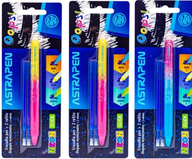 Erasable pen neon 0.5 mm with 2 refills