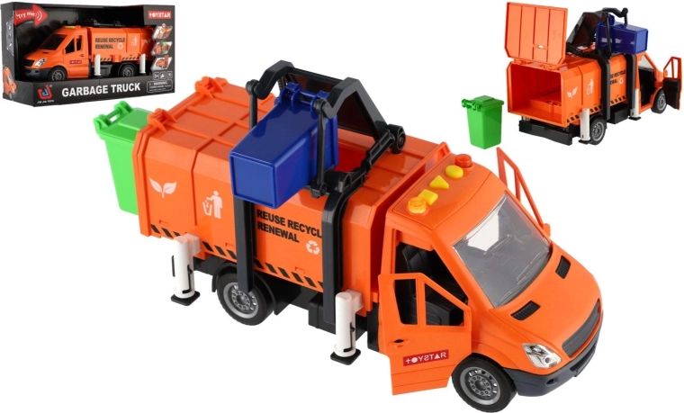 Friction-Powered Garbage Truck with Lights and Sounds 30 cm