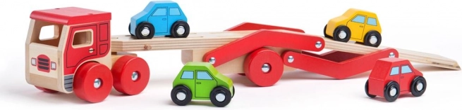 Дървен камион с коли от Bigjigs Toys