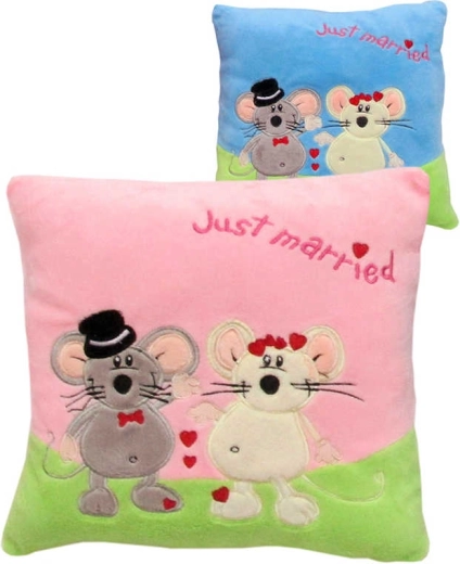 Плюшена възглавничка с мишки Love Just Married 25 x 25 см - 1 брой