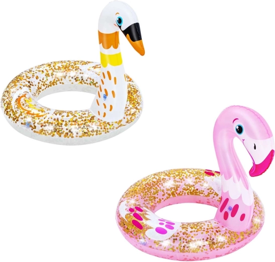 Inflatable kids’ ring BESTWAY – swan or flamingo with glitter