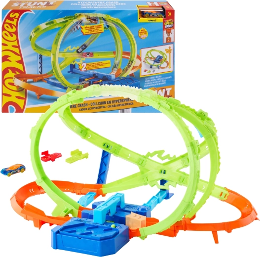 Hot Wheels Stunt Tracks Hipersféra kraks състезателна писта с задвижване + количка