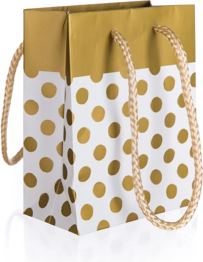 Gift bag with gold dots S 11 × 14 × 6 cm