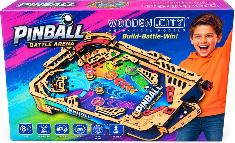 Wooden City 3D puzzle game Pinball Battle Arena