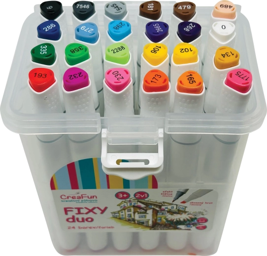 CreaFun Duo флумастери Fixy в кутия 24 цвята