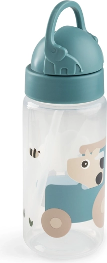 Done by Deer Tiny farm straw bottle, blue, 350 ml
