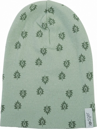 LODGER cotton ribbed hat with print silt green 0–6 months