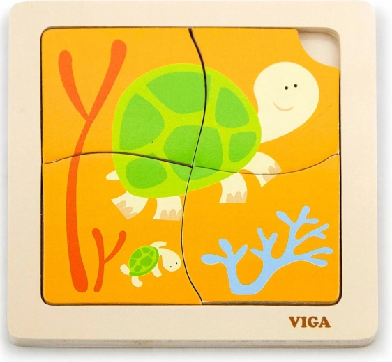 Wooden Puzzle Little Turtle with 4 Pieces