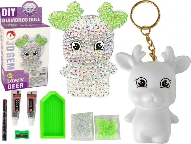 Creative DIY Set Crystal Reindeer Pendant 3D White