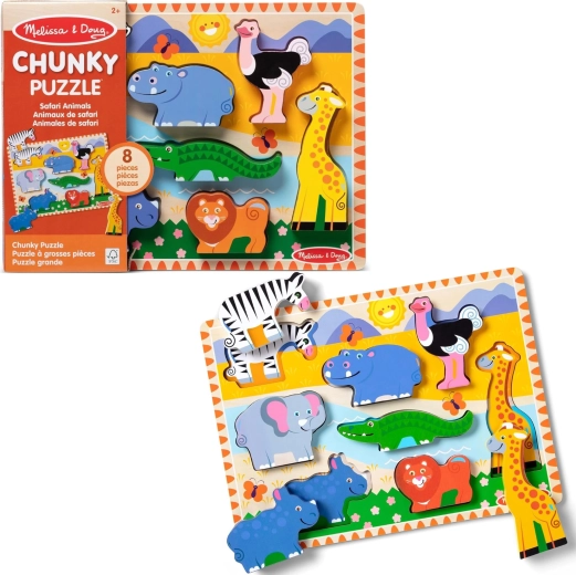 Melissa & Doug Wooden Safari Peg Puzzle