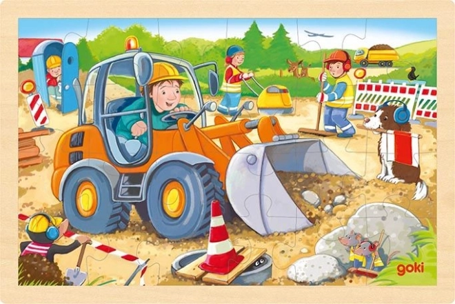 Goki wooden puzzle Construction Site 24 pieces