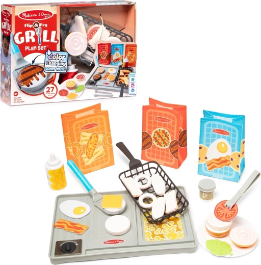 Melissa & Doug Flip & Fry Grill Play Set with Color-Changing Food, 27 Pieces